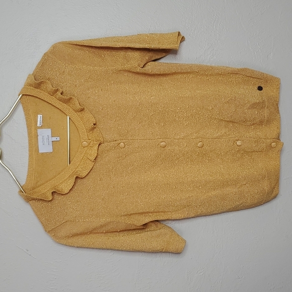 Anthropologie Sweaters - Anthropologie Numph Gold Glitter Knit Retro Cardigan Size Medium